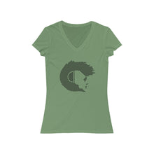 Load image into Gallery viewer, Straight Lines (Dark) - Women's Jersey Short Sleeve V-Neck Tee